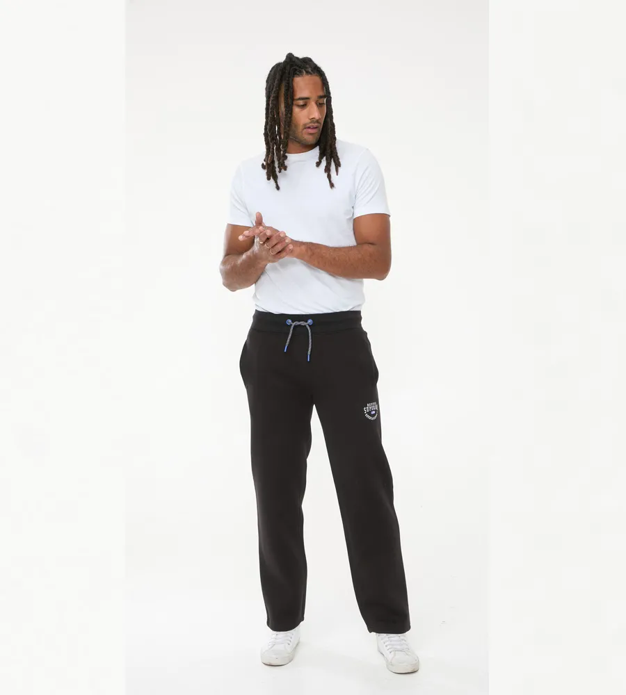 D555 Tall Mens Black Embroidered Jogger With Open Hem (JENNER)